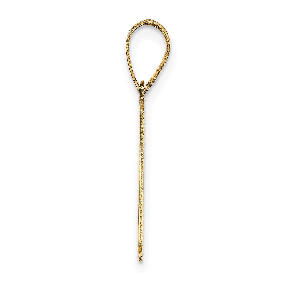 14k Polished Etched Letter A Initial Pendant