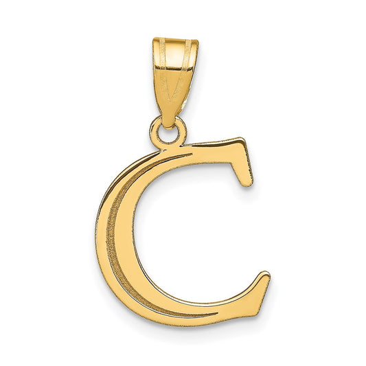 14k Polished Etched Letter C Initial Pendant