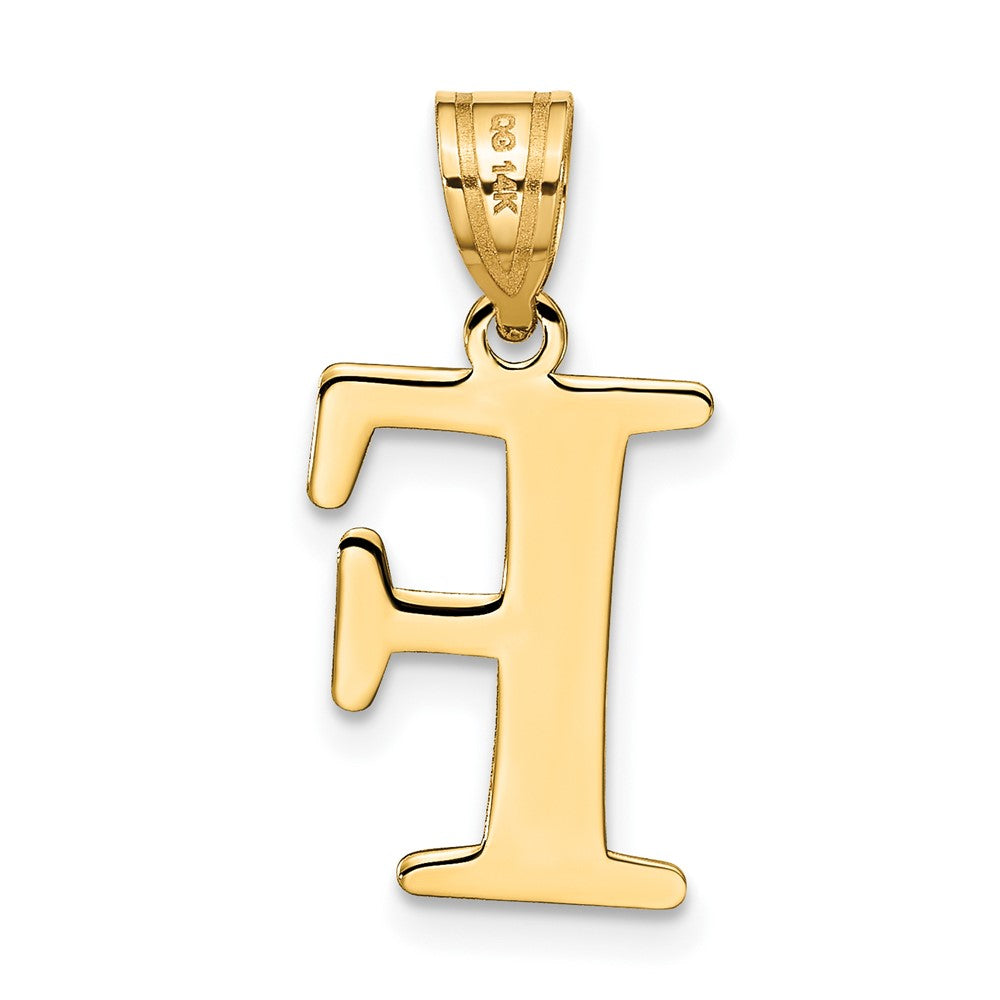 14k Polished Etched Letter F Initial Pendant