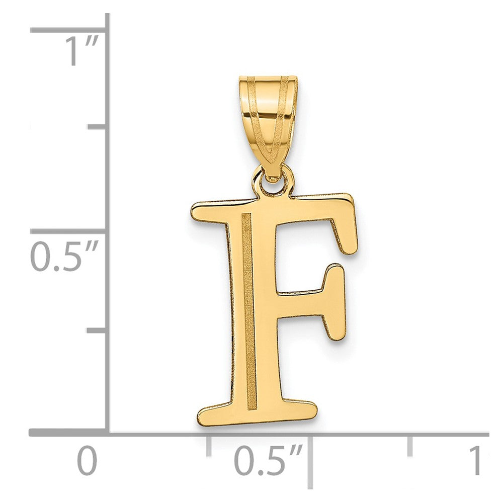 14k Polished Etched Letter F Initial Pendant