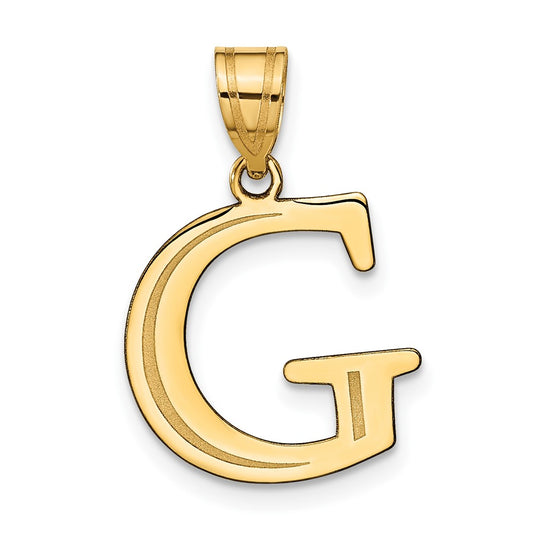 14k Polished Etched Letter G Initial Pendant