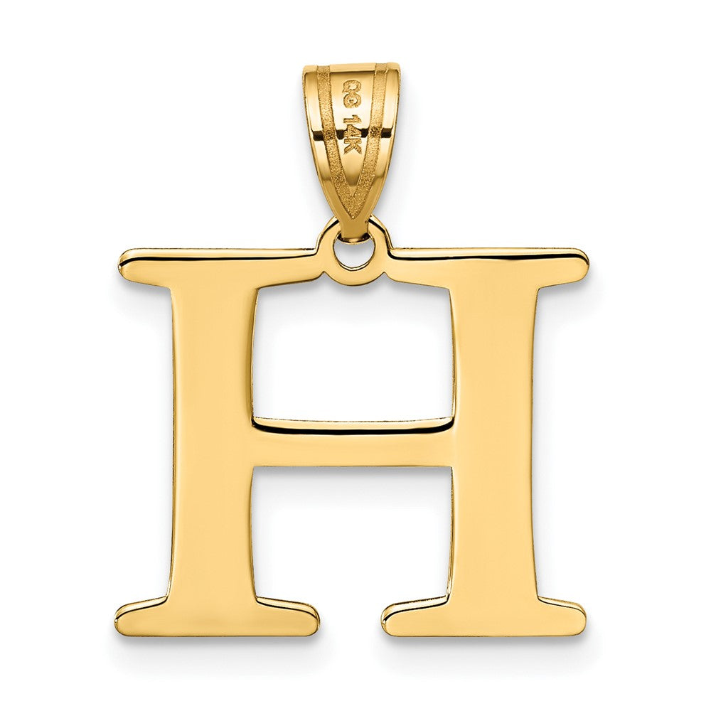 14k Polished Etched Letter H Initial Pendant
