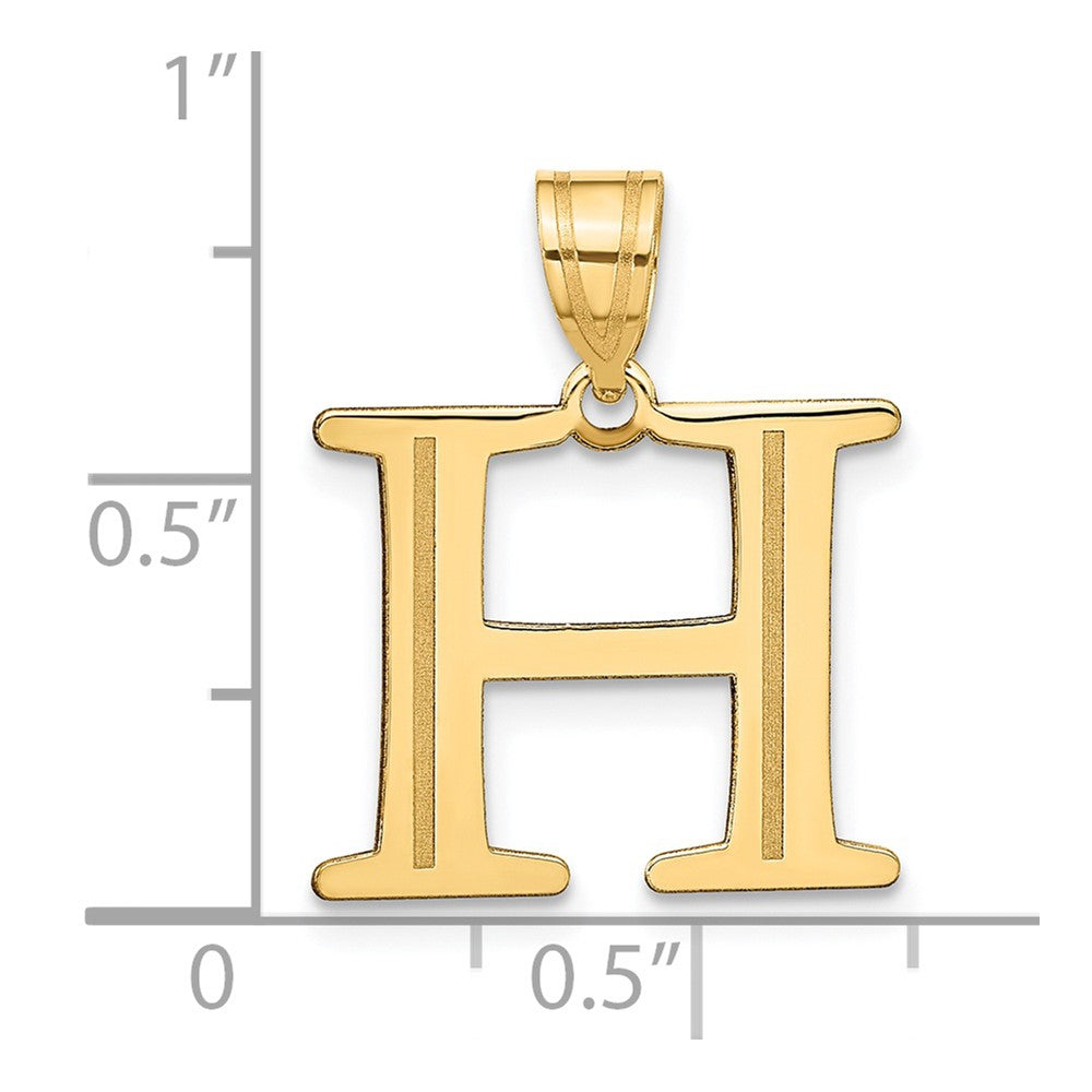 14k Polished Etched Letter H Initial Pendant