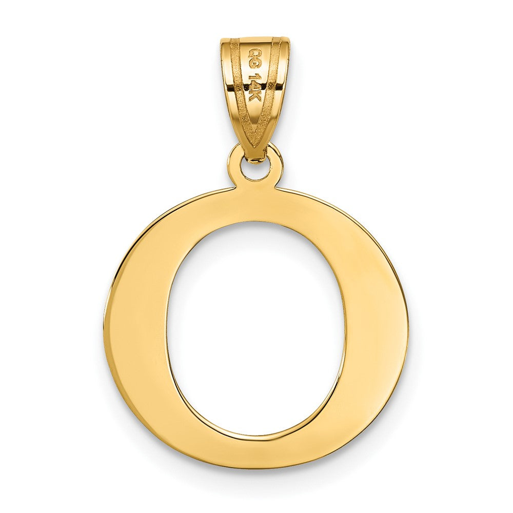 14k Polished Etched Letter O Initial Pendant