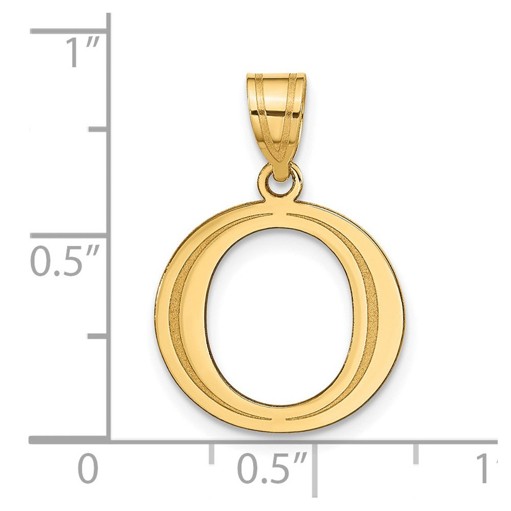 14k Polished Etched Letter O Initial Pendant
