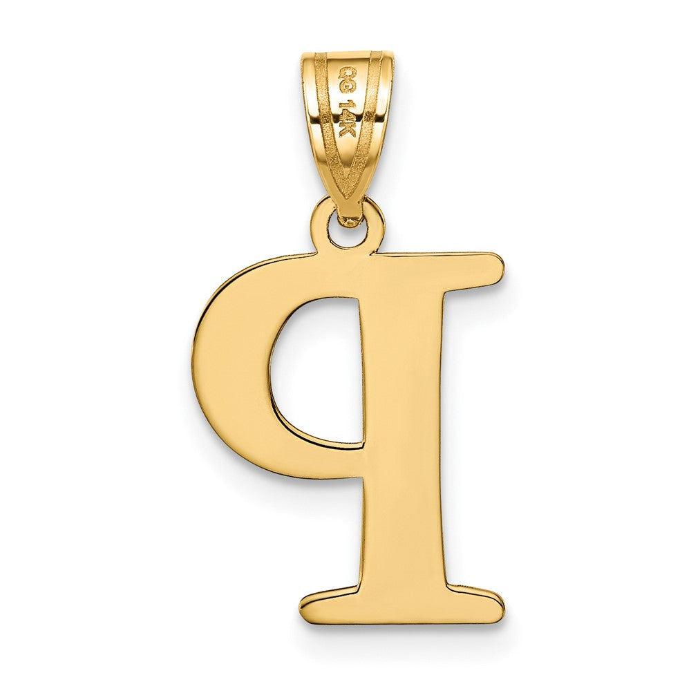 14k Polished Etched Letter P Initial Pendant