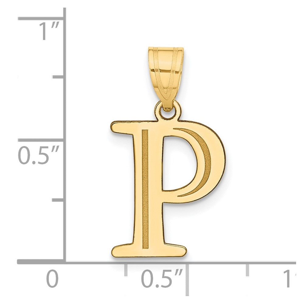 14k Polished Etched Letter P Initial Pendant