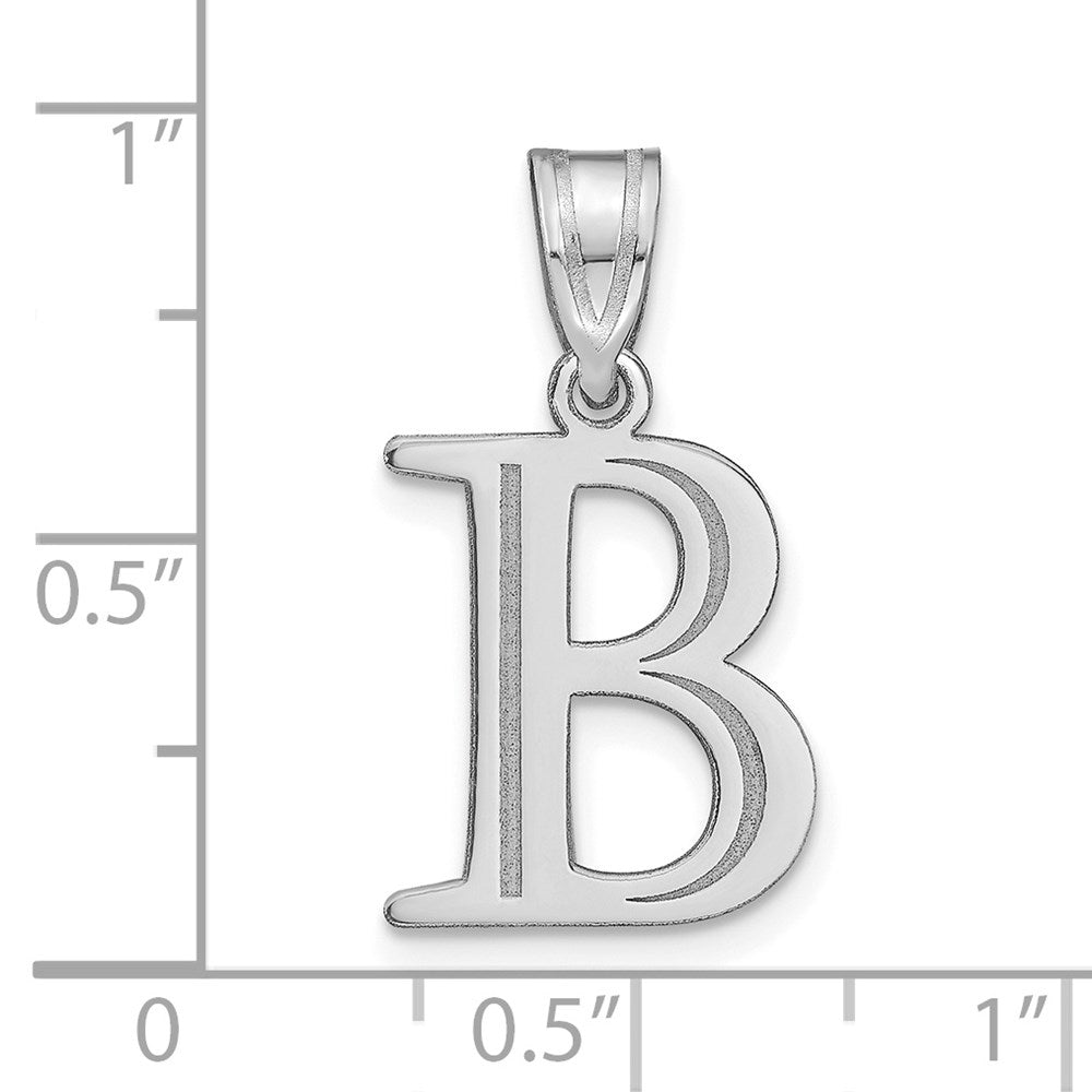 14kw Polished Etched Letter B Initial Pendant