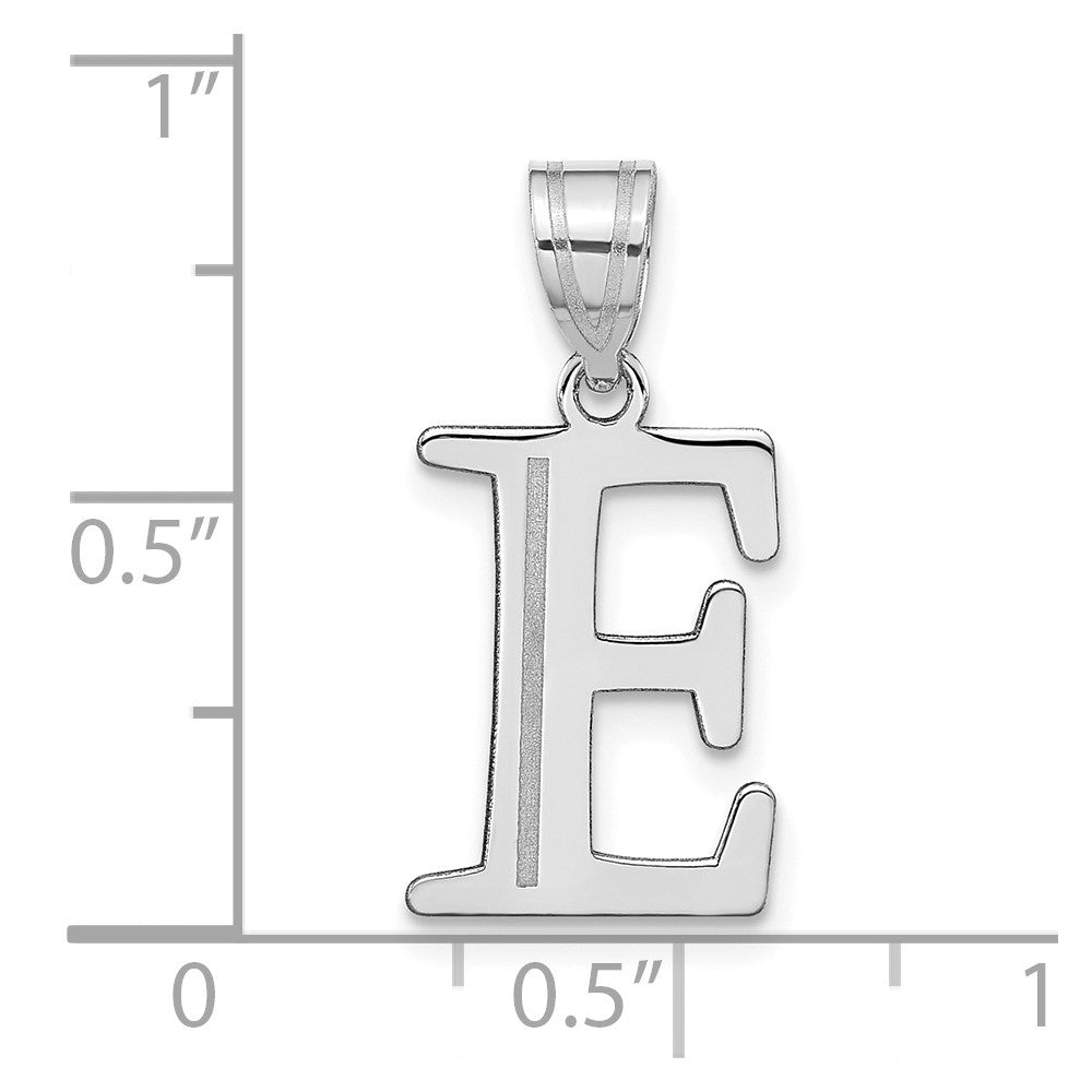 14kw Polished Etched Letter E Initial Pendant