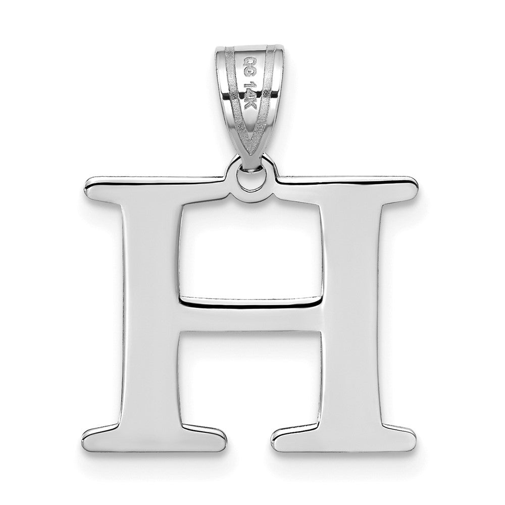 14kw Polished Etched Letter H Initial Pendant