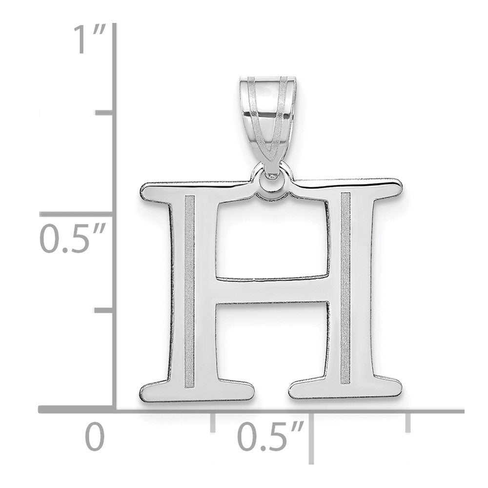 14kw Polished Etched Letter H Initial Pendant