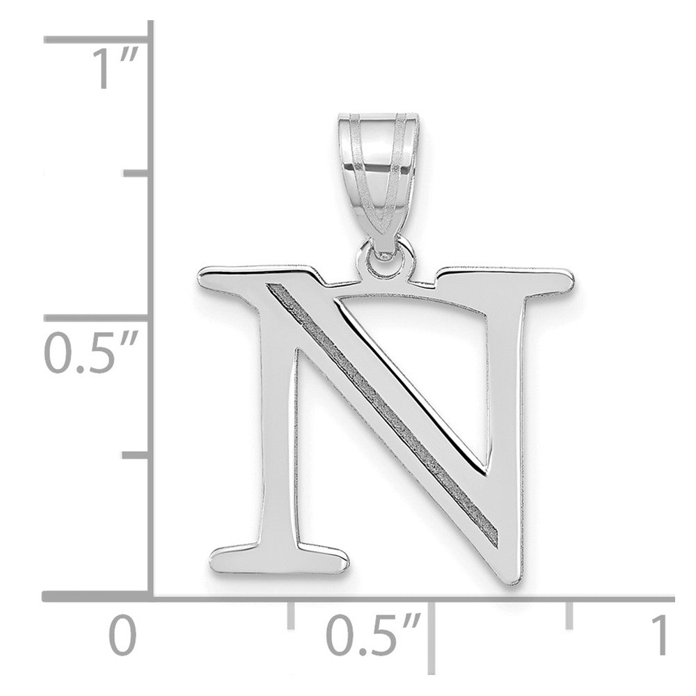14kw Polished Etched Letter N Initial Pendant