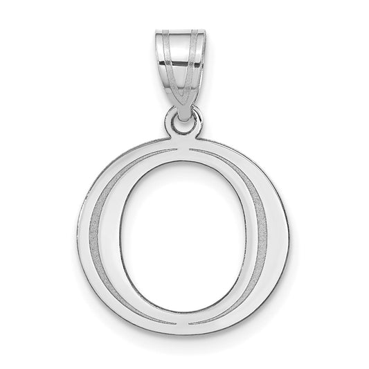 14kw Polished Etched Letter O Initial Pendant