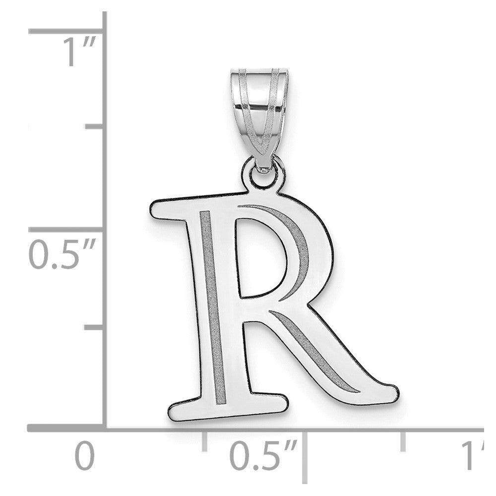 14kw Polished Etched Letter R Initial Pendant