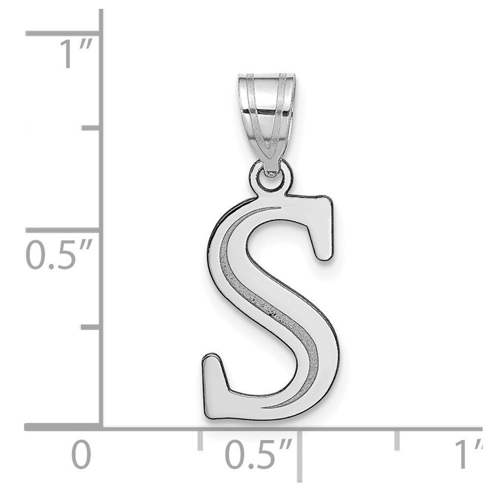 14kw Polished Etched Letter S Initial Pendant