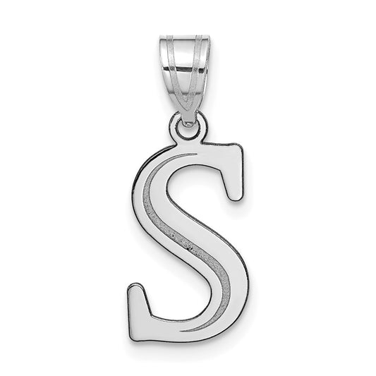 14kw Polished Etched Letter S Initial Pendant