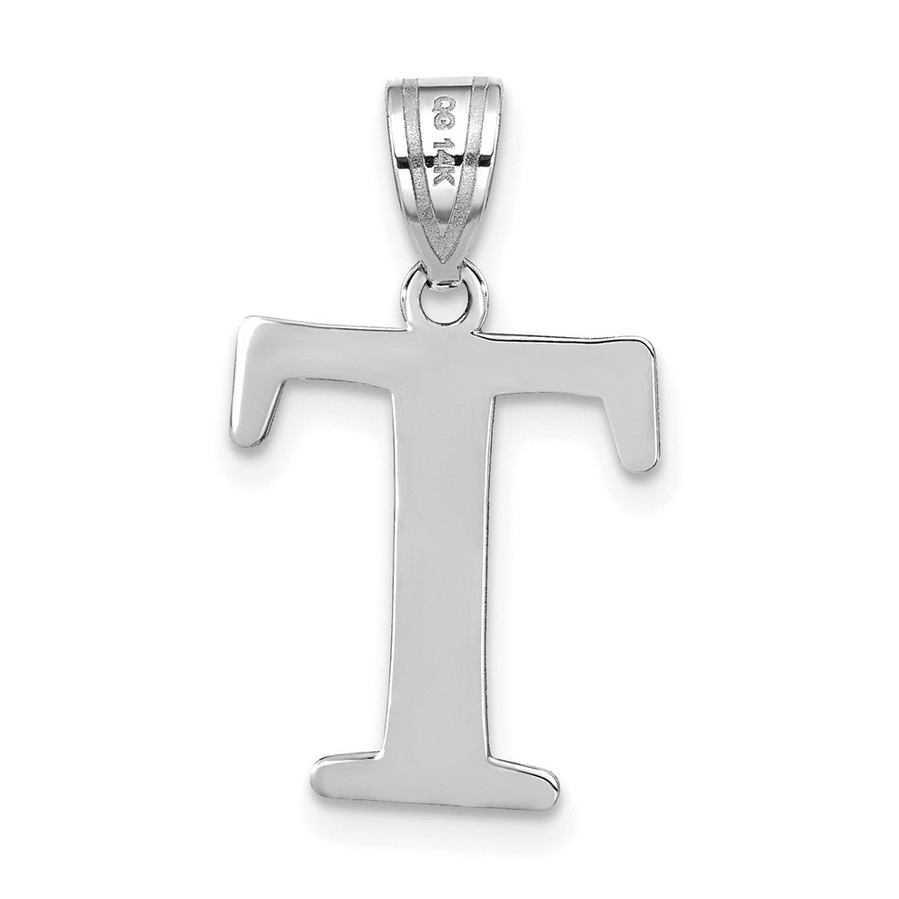 14kw Polished Etched Letter T Initial Pendant