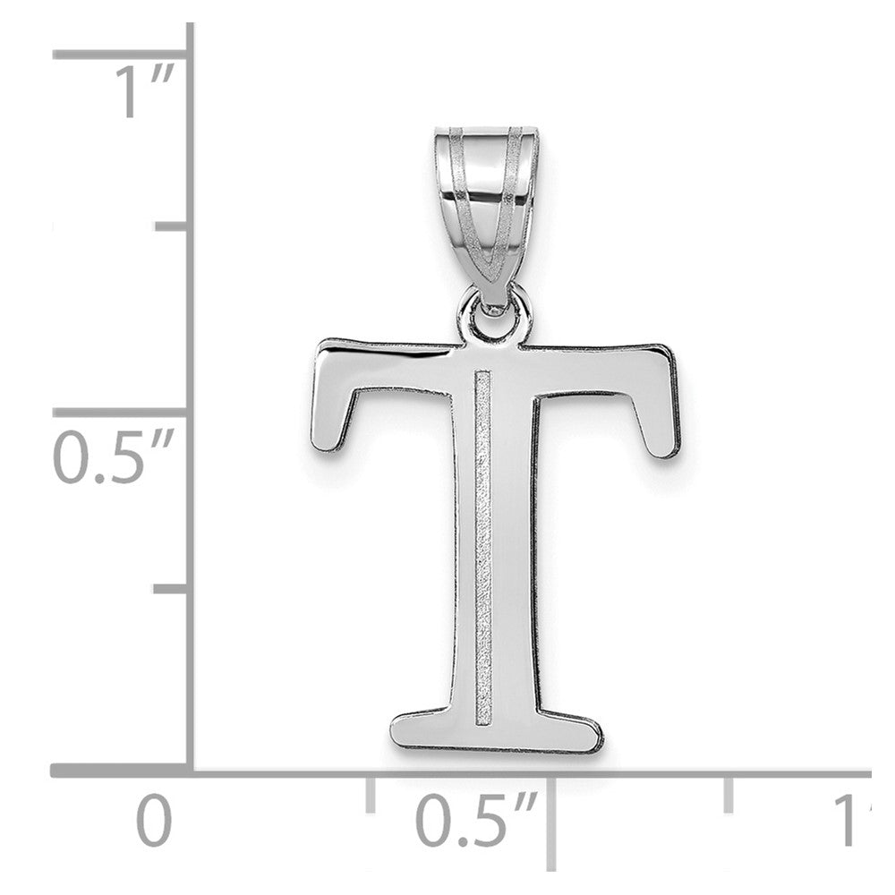14kw Polished Etched Letter T Initial Pendant