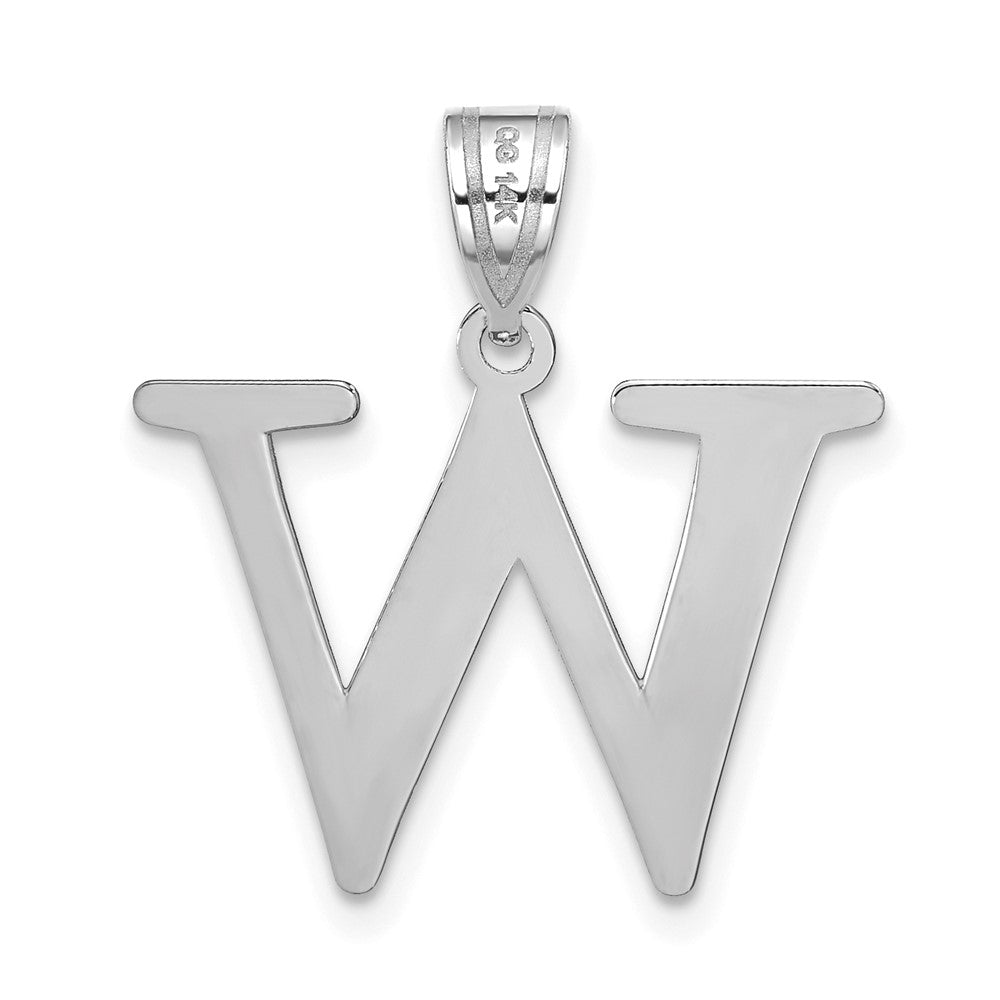 14kw Polished Etched Letter W Initial Pendant