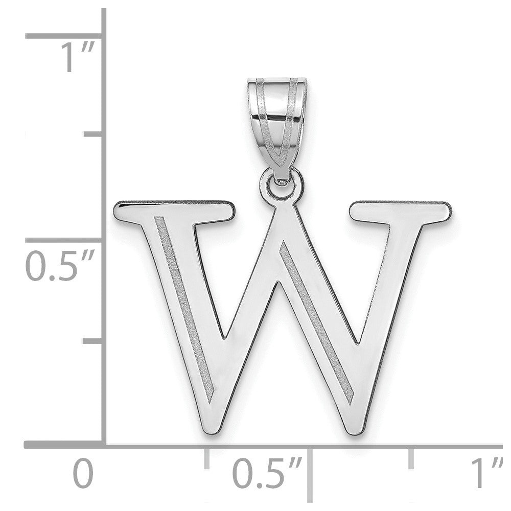 14kw Polished Etched Letter W Initial Pendant