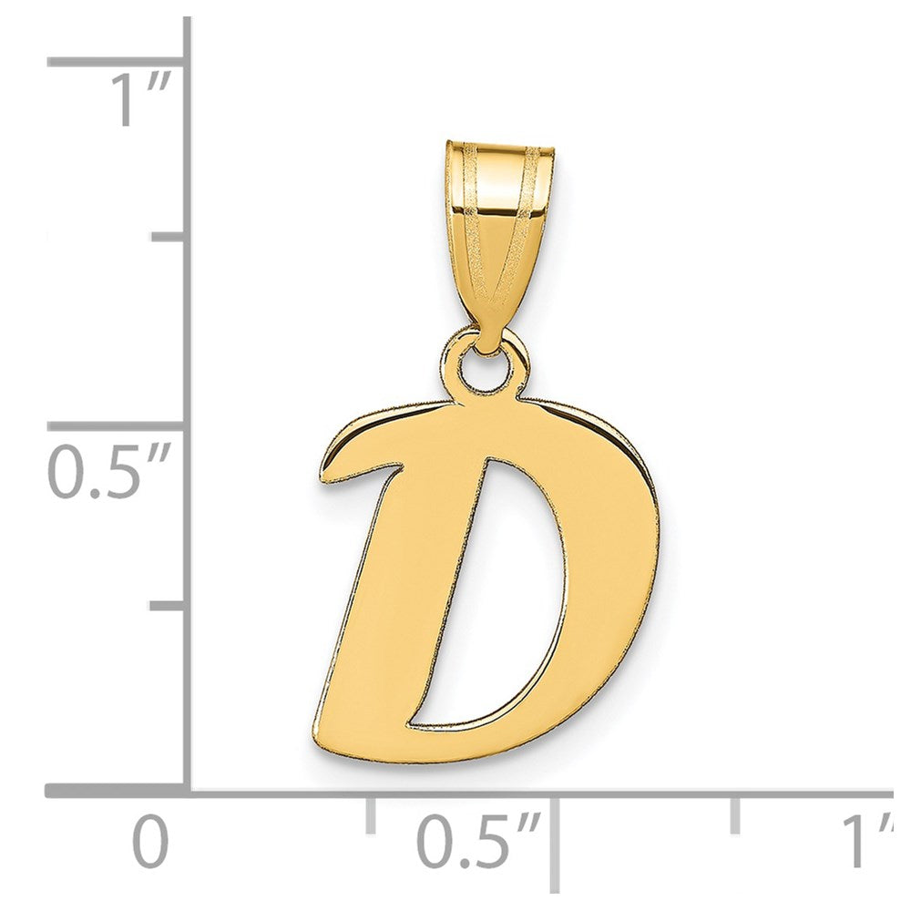 14k Polished Script Letter D Initial Pendant
