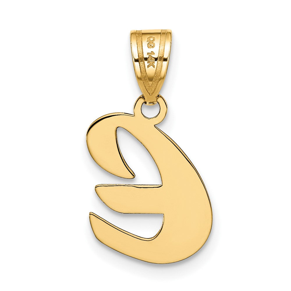 14k Polished Script Letter E Initial Pendant