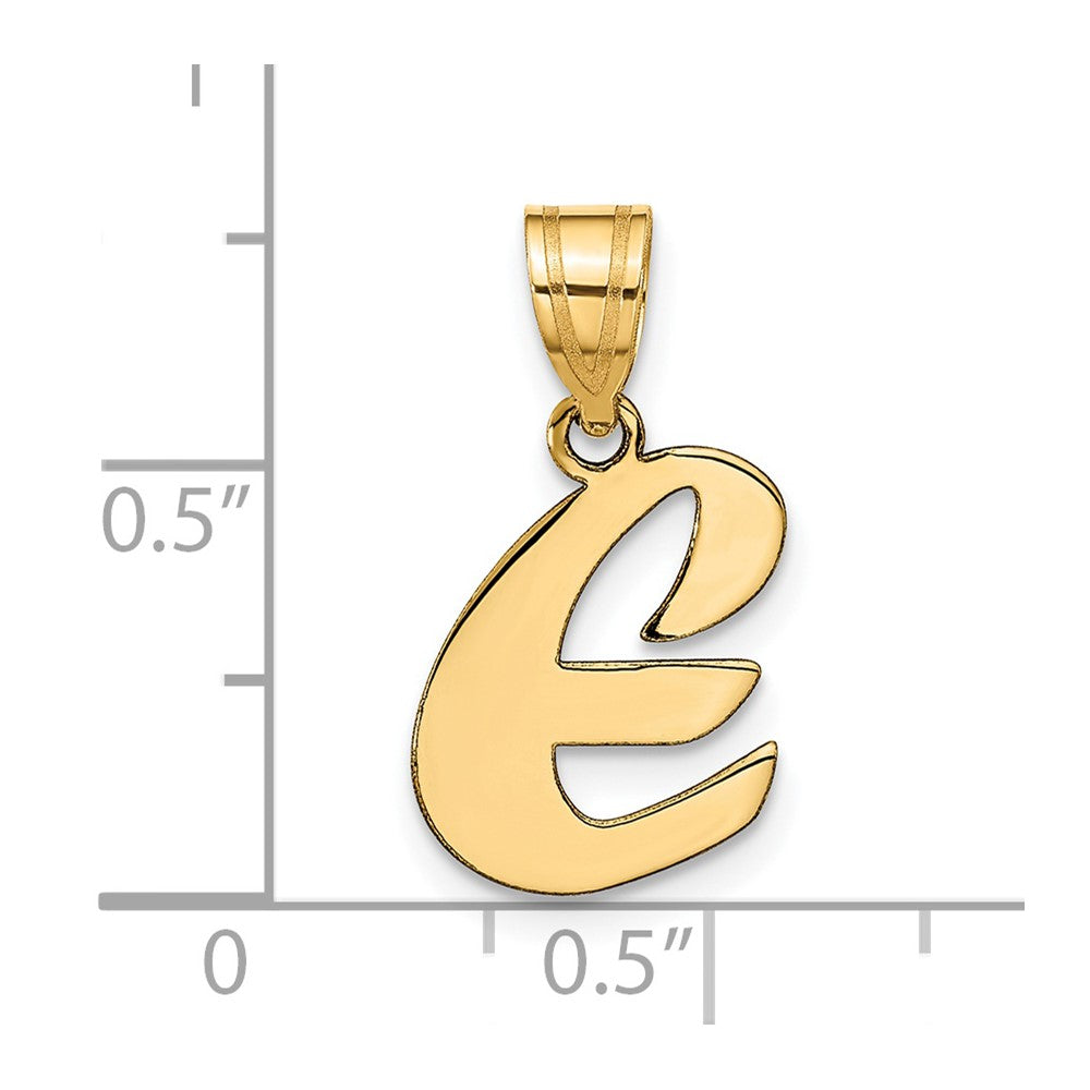 14k Polished Script Letter E Initial Pendant