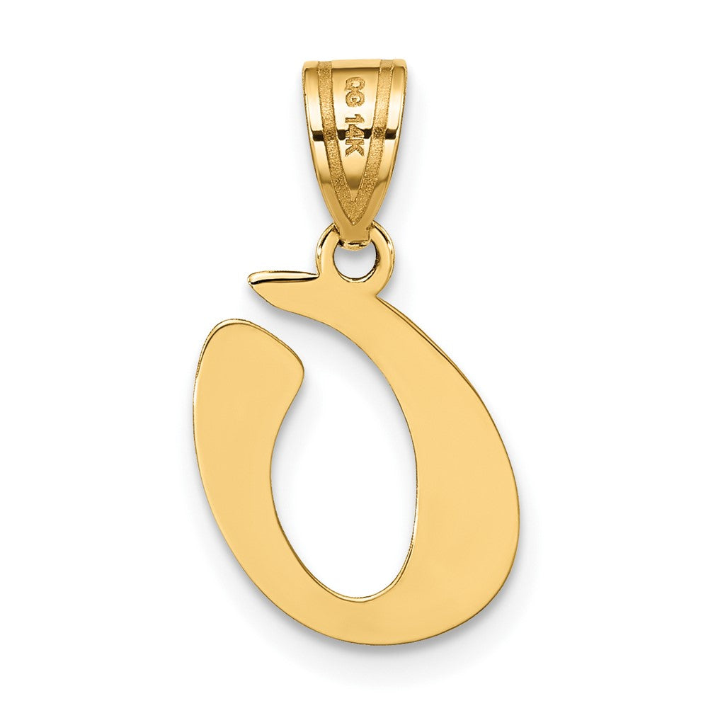 14k Polished Script Letter O Initial Pendant