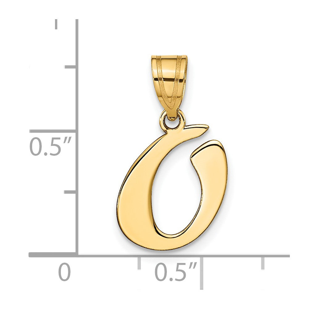 14k Polished Script Letter O Initial Pendant