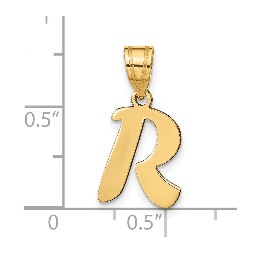 14k Polished Script Letter R Initial Pendant
