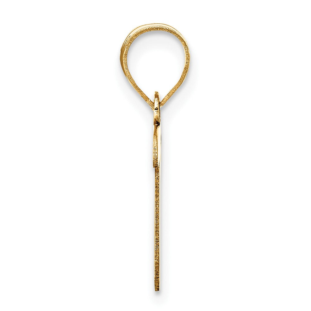 14k Polished Script Letter T Initial Pendant