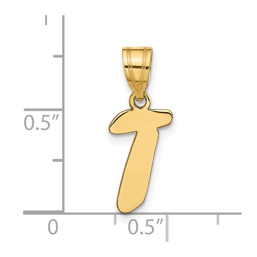 14k Polished Script Letter T Initial Pendant
