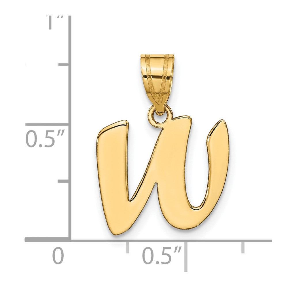 14k Polished Script Letter W Initial Pendant