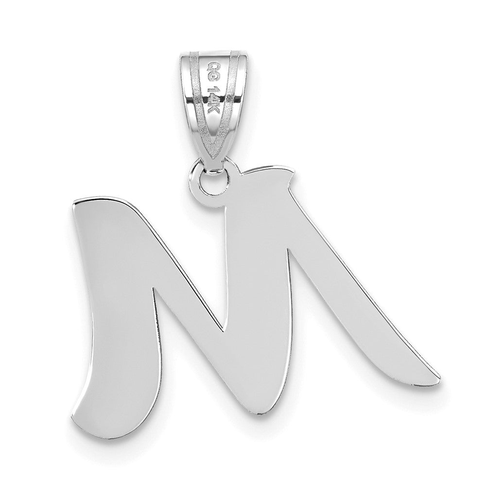14kw Polished Script Letter M Initial Pendant