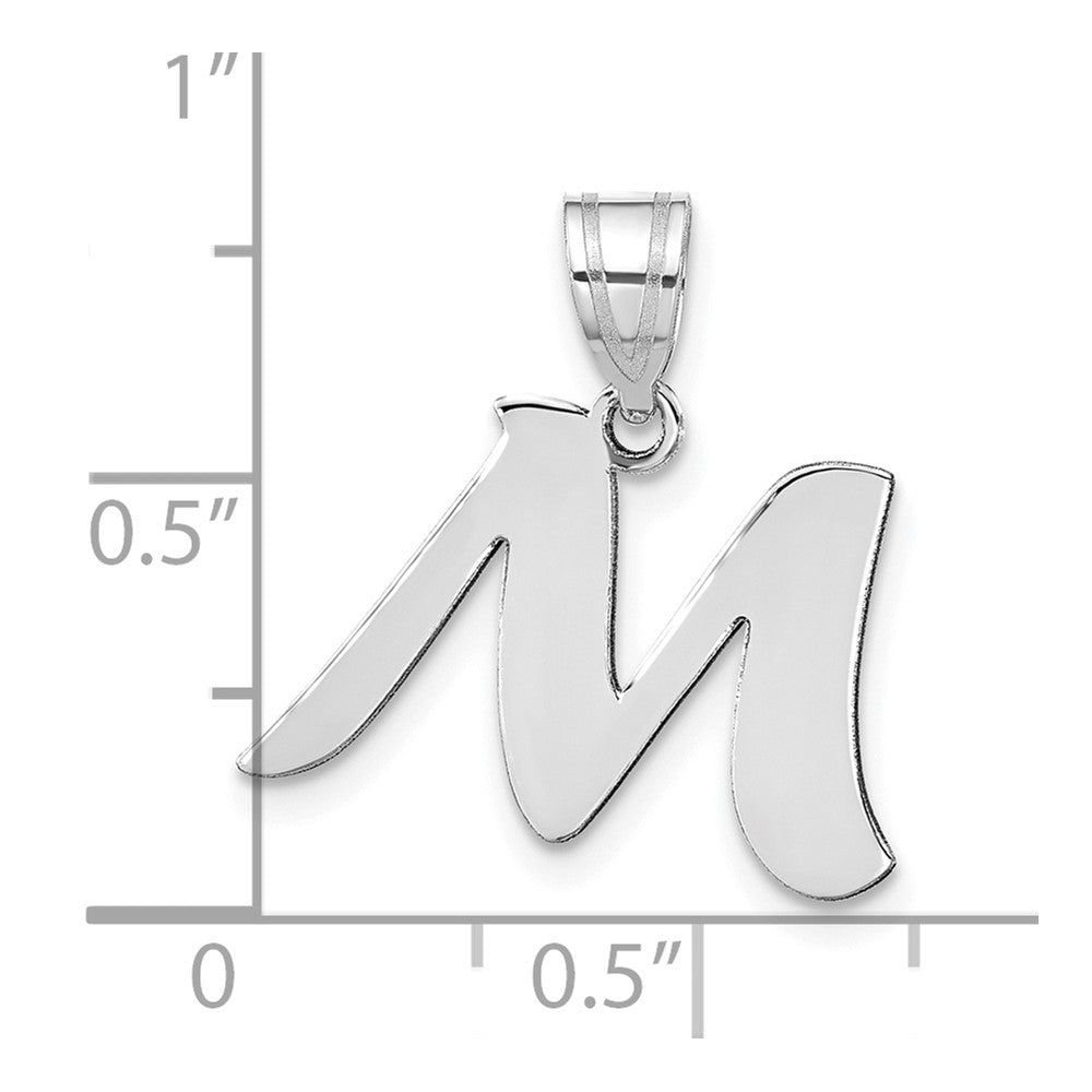 14kw Polished Script Letter M Initial Pendant
