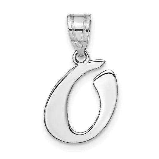 14kw Polished Script Letter O Initial Pendant