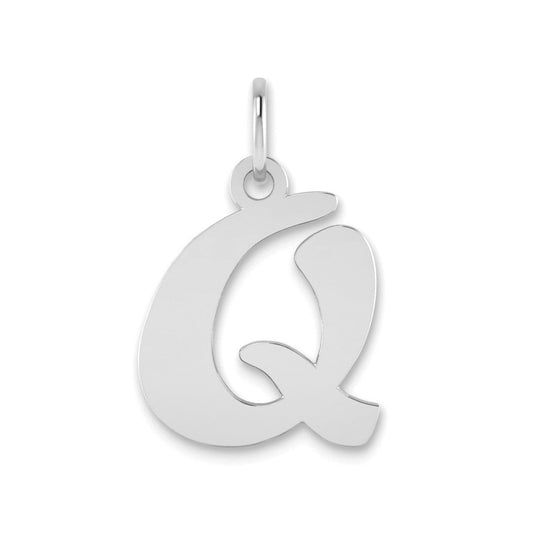14kw Polished Script Letter Q Initial Pendant