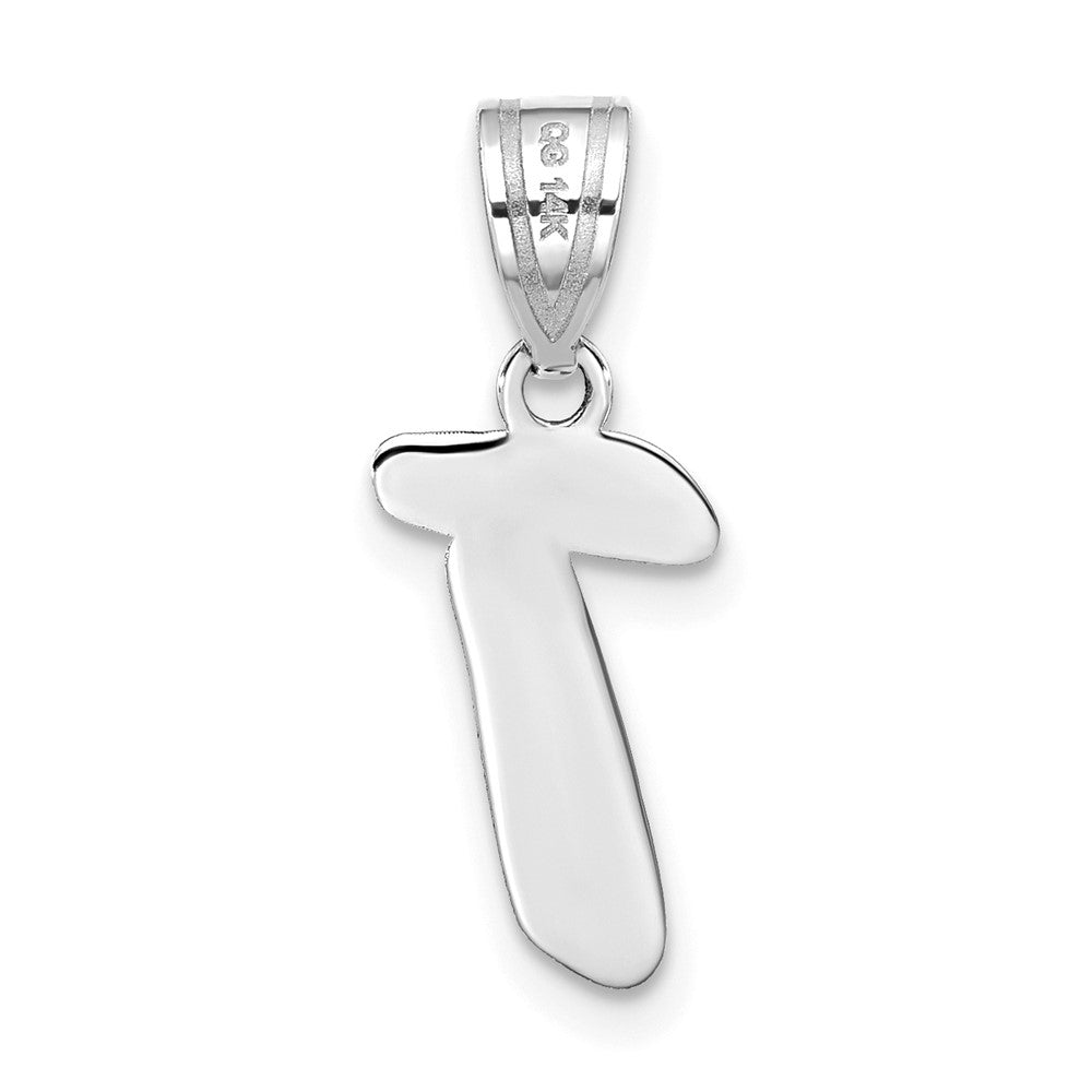 14kw Polished Script Letter T Initial Pendant