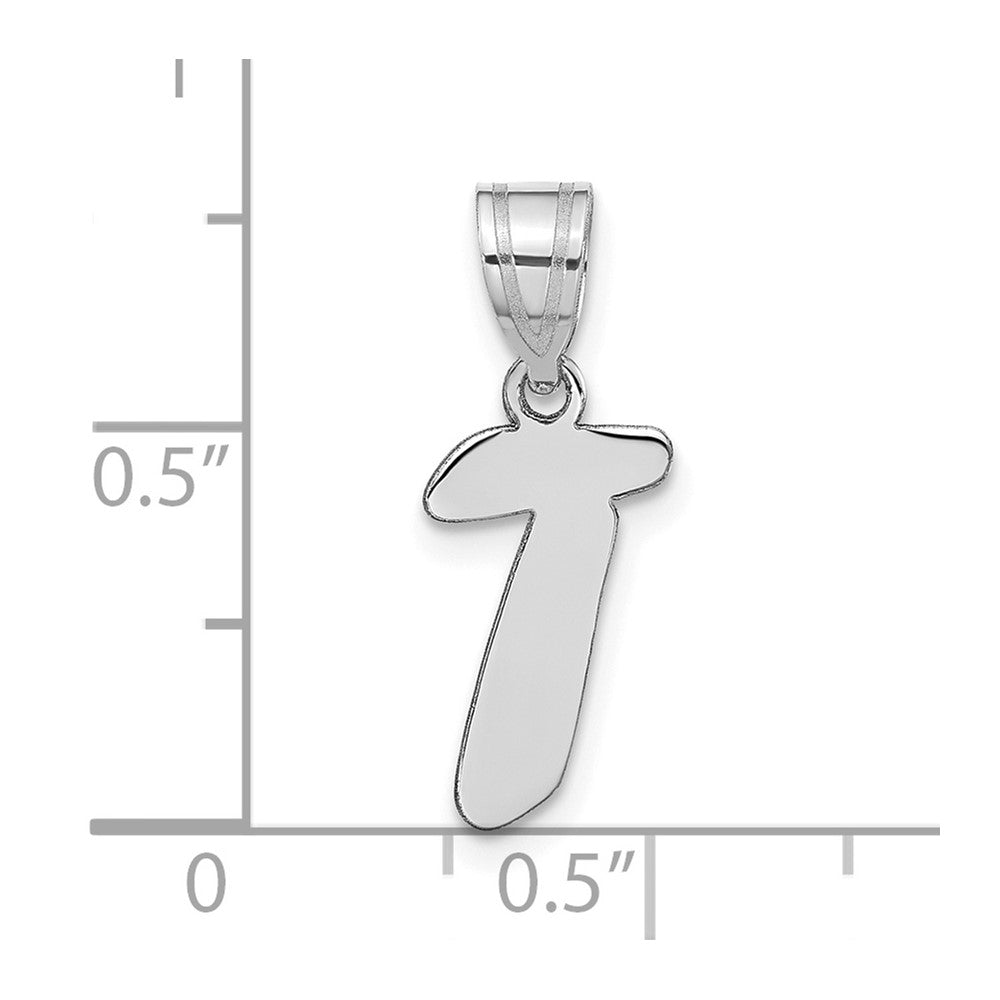 14kw Polished Script Letter T Initial Pendant
