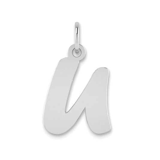 14kw Polished Script Letter U Initial Pendant