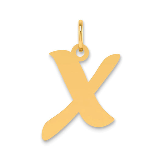 14k Polished Script Letter X Initial Pendant
