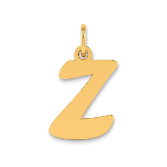 14k Polished Script Letter Z Initial Pendant
