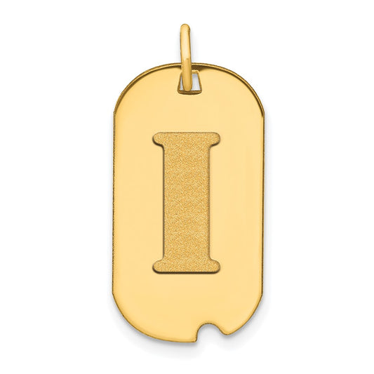 14k Polished Letter I Initial Dog Tag Pendant