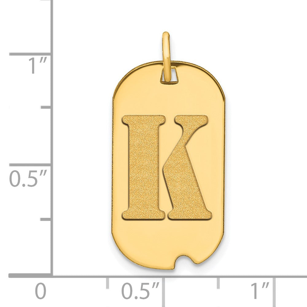 14k Polished Letter K Initial Dog Tag Pendant