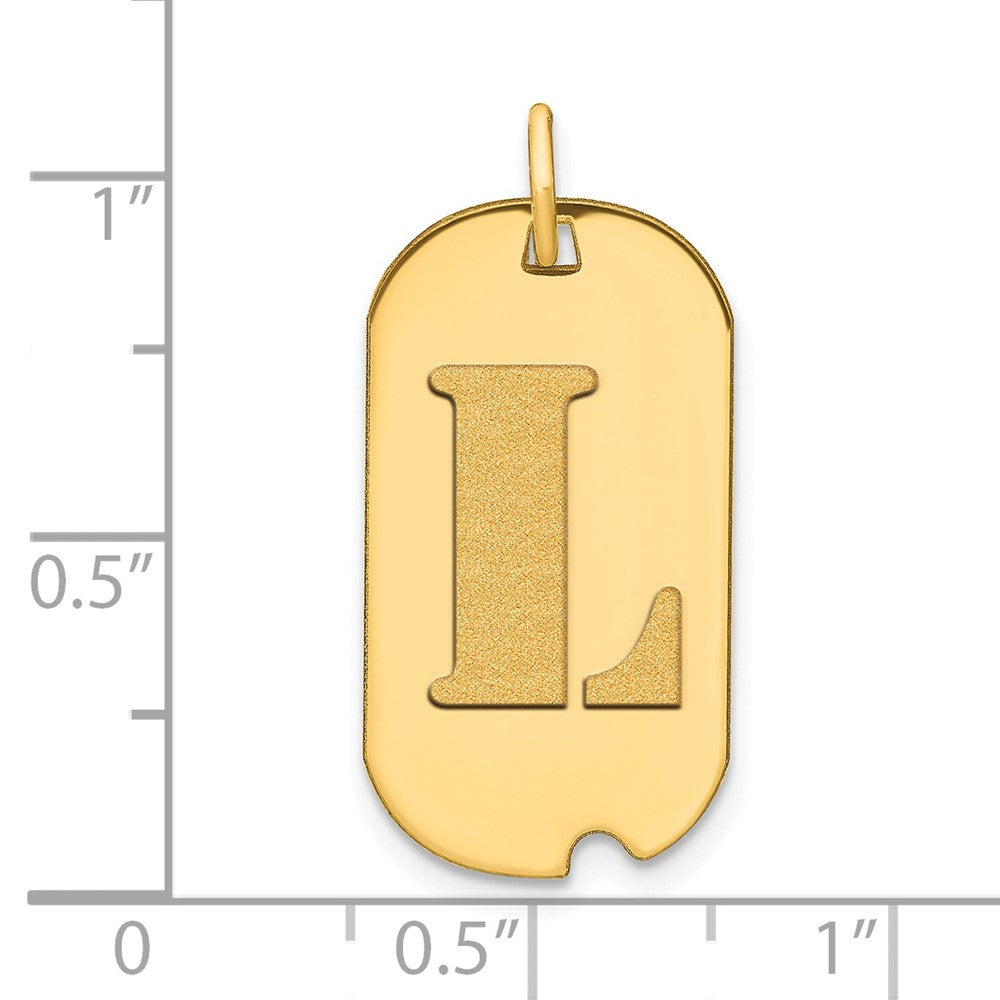 14k Polished Letter L Initial Dog Tag Pendant