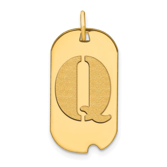 14k Polished Letter Q Initial Dog Tag Pendant