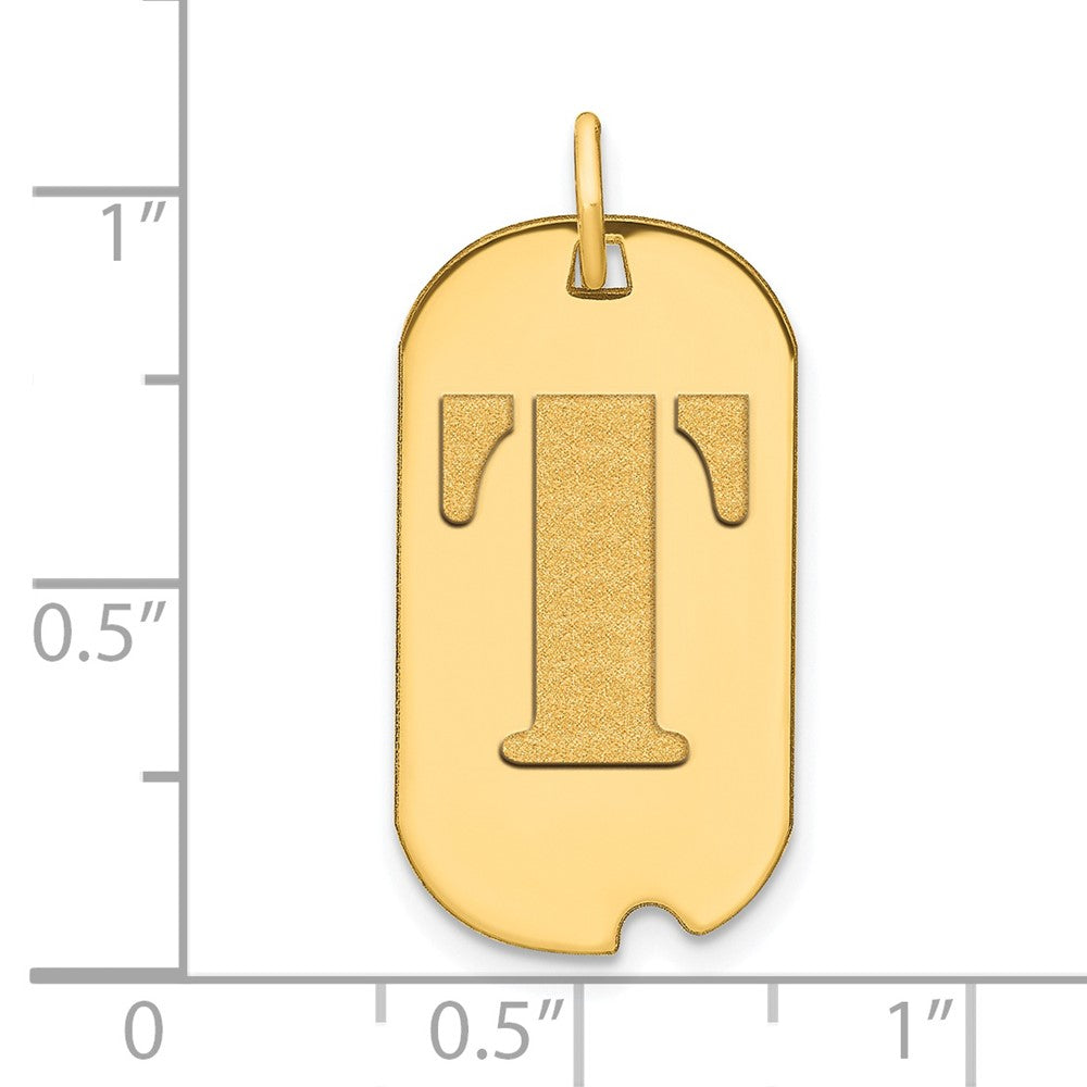 14k Polished Letter T Initial Dog Tag Pendant