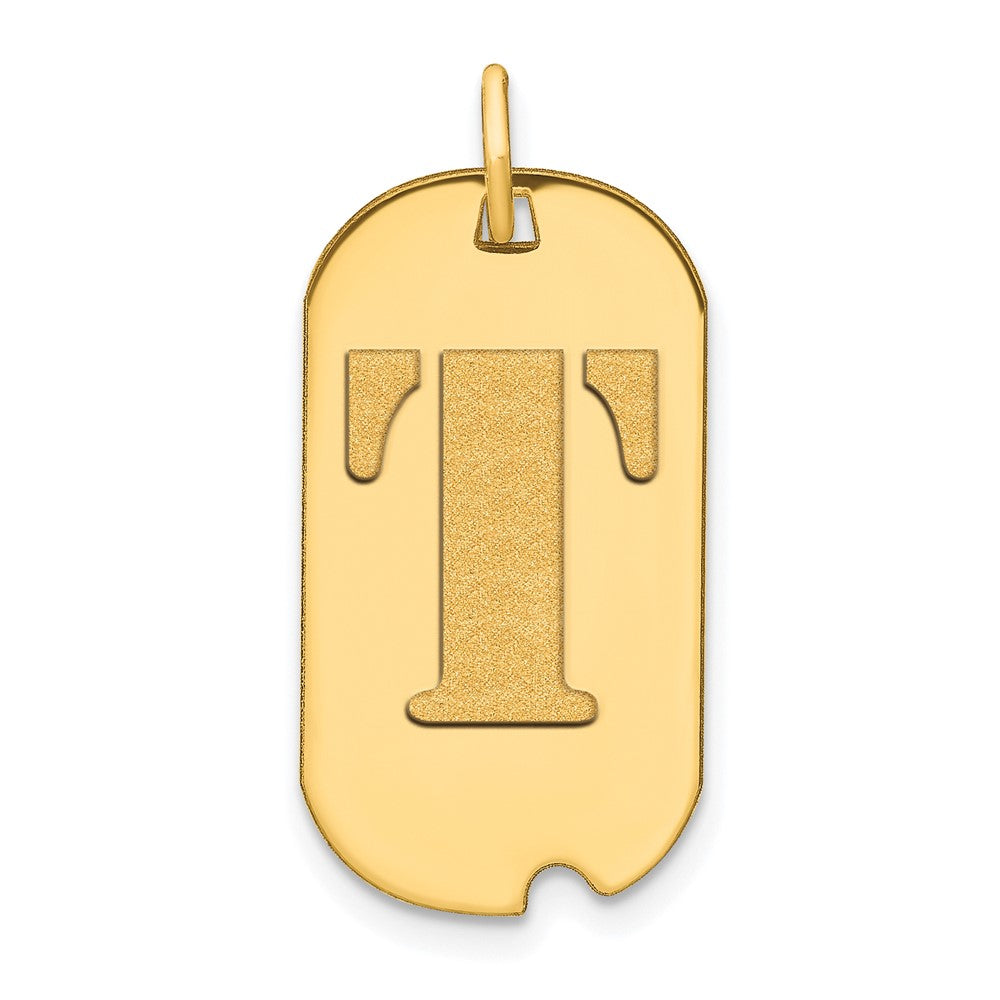 14k Polished Letter T Initial Dog Tag Pendant