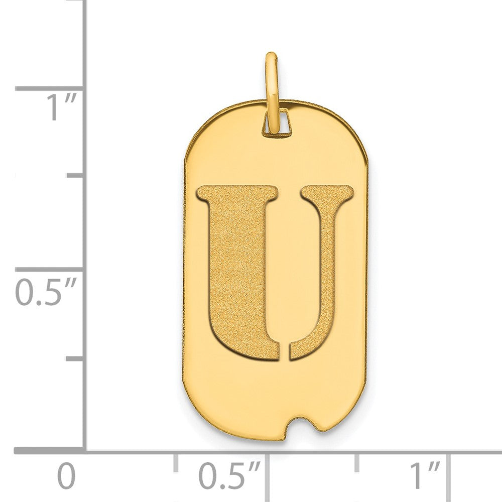 14k Polished Letter U Initial Dog Tag Pendant
