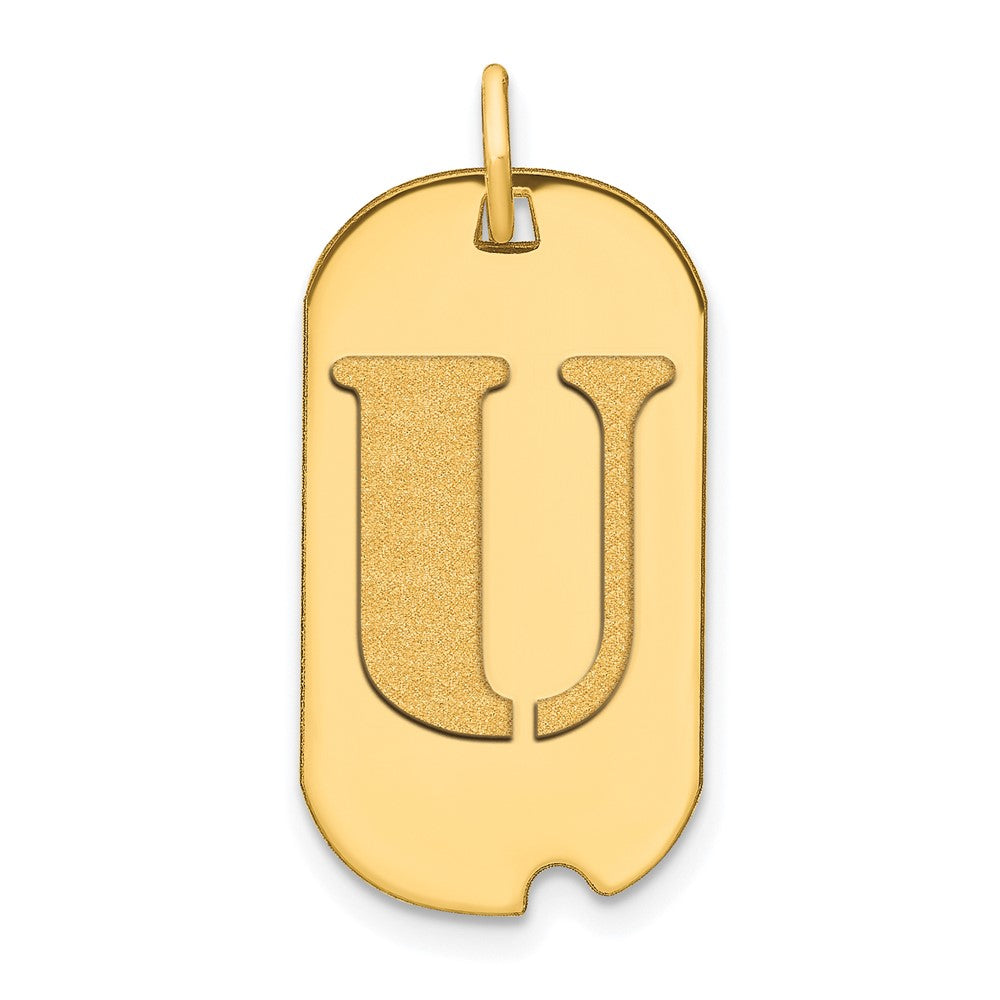 14k Polished Letter U Initial Dog Tag Pendant